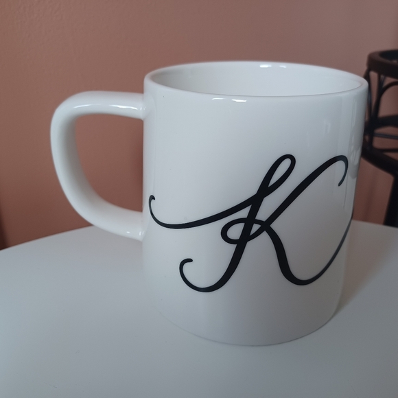 Indigo Monogram Ceramic "K" Cursive Mug Coffee Tea Cup Gift - Picture 4 of 7